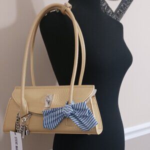 Brand New With Tags Steve Madden Yellow Croco Shoulder Bag With Blue Accent Bow